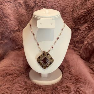 Crystal Rhinestone Pendant Chain Necklace/Brooch